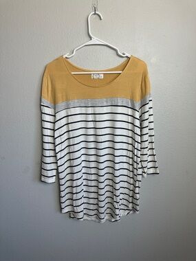 Maurices Mustard Striped Long Sleeve